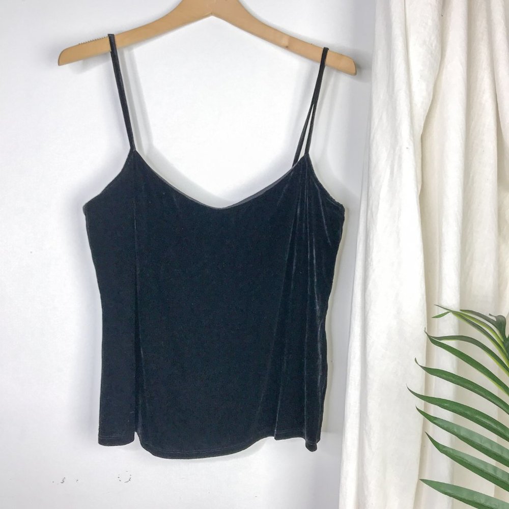 EILEEN FISHER Black Velvet Silk Camisole Tank Top